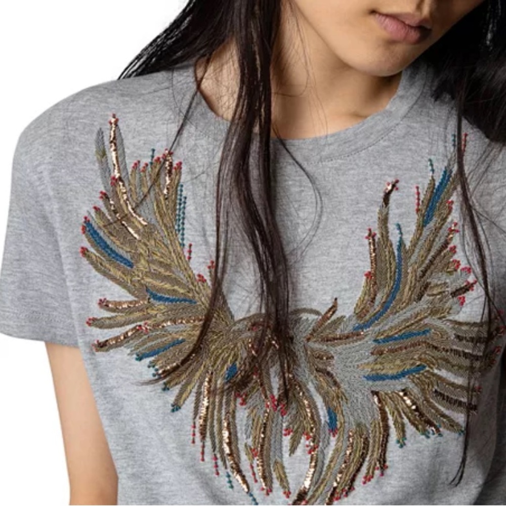 Zadig & Voltaire Walk Beaded Eagle Graphic Tee - Sz. L - NWT